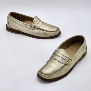 G. H. Bass Weejuns Leather Penny Loafers Metallic Gold Women's Size 6
